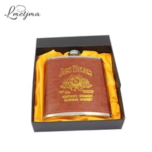 Luxus 18 unze Edelstahl Russian Whisky Flachmann Leder Personalisierte Flask für Alkohol mit Box als Geschenk Reise Trinken K0042