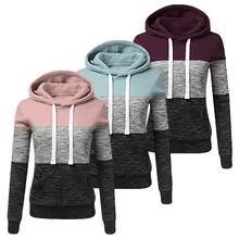 Dreamlikelin кофты Для женщин толстовки с длинным рукавом дамы карман лоскутное осень-зима толстовка с капюшоном женские пуловеры