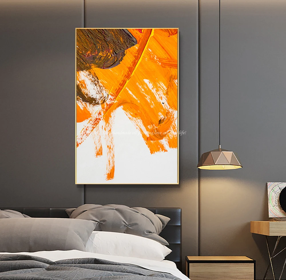

Abstract contemporary wall art on Canvas thick oil layers modern home decor artwork painting yellow wall painting living room