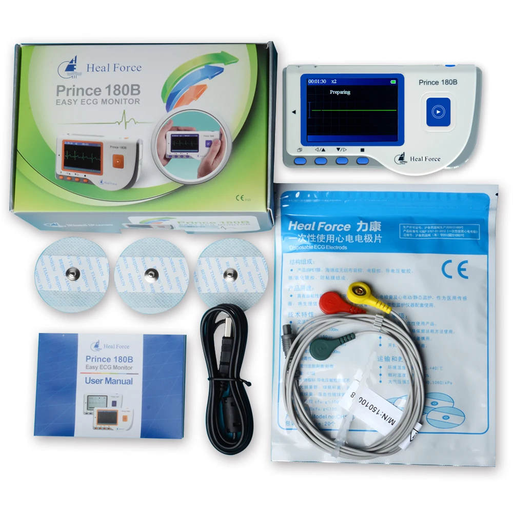 

Heal Force Prince 180B Portable Household Ecg Monitor Continuous Measuring Color Screen CE & FDA Approved