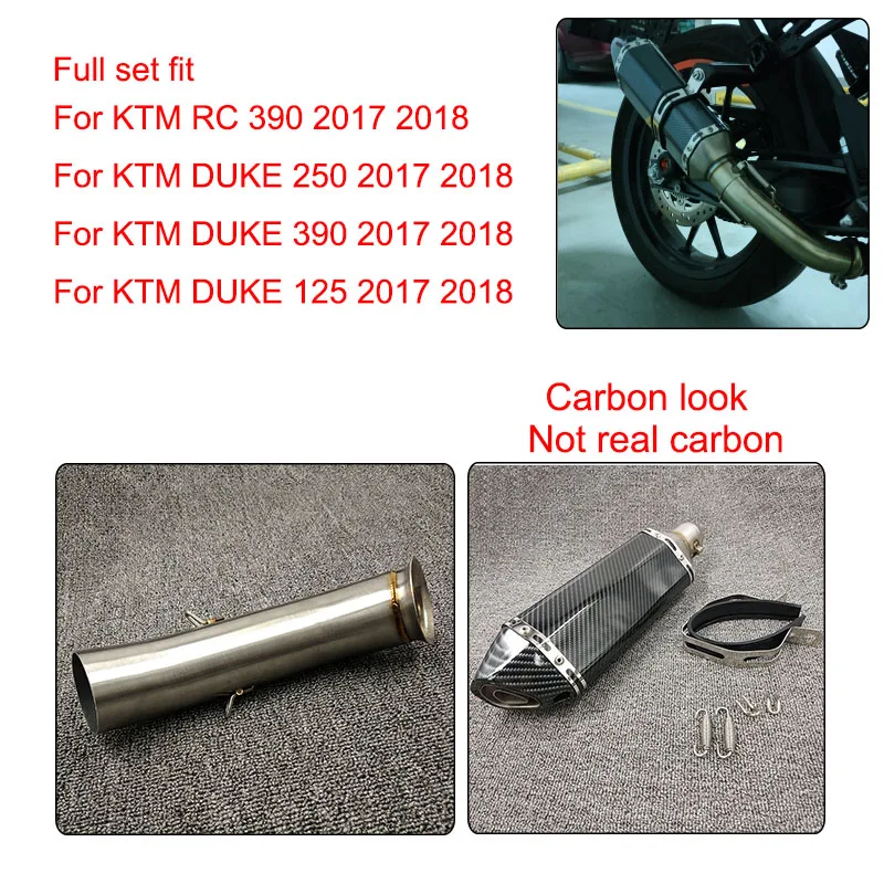 

MTCLUB DUKE Motorcycle Exhaust Muffler Silencer Middle Link Pipe For KTM DUKE 390 250 125 Duke RC 390 RC390 2017 2018 Slip-on