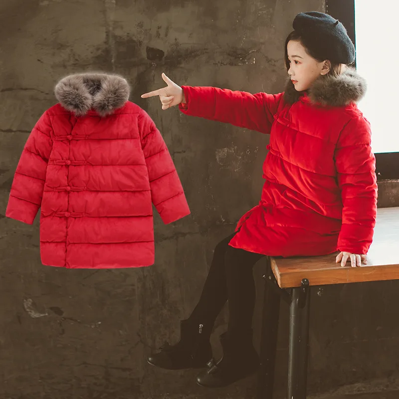 

New Kids Winter Clothes Down Jacket Coat for Girls 3 4 5 6 7 8 9 10 11 12 Years O-neck Thicken Red Tops Kids Warm Clothing 5A07