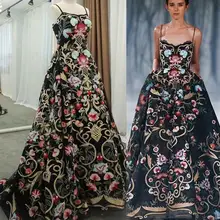 2 стиля шампанского, вечерние, полиэфирные, с вышивкой, сетчатая, кружевная ткань, растение, цветок, свадебное платье, костюм, сделай сам, нашивки, ткань A045