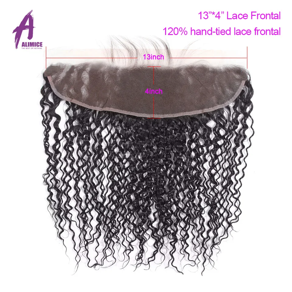 ALIMICE Hair Brazilian Curly Lace Frontal 13x4 Ear to Ear Pre Plucked Lace Frontal Closure Non Remy Human Hair Closure 10-24Inch (9)