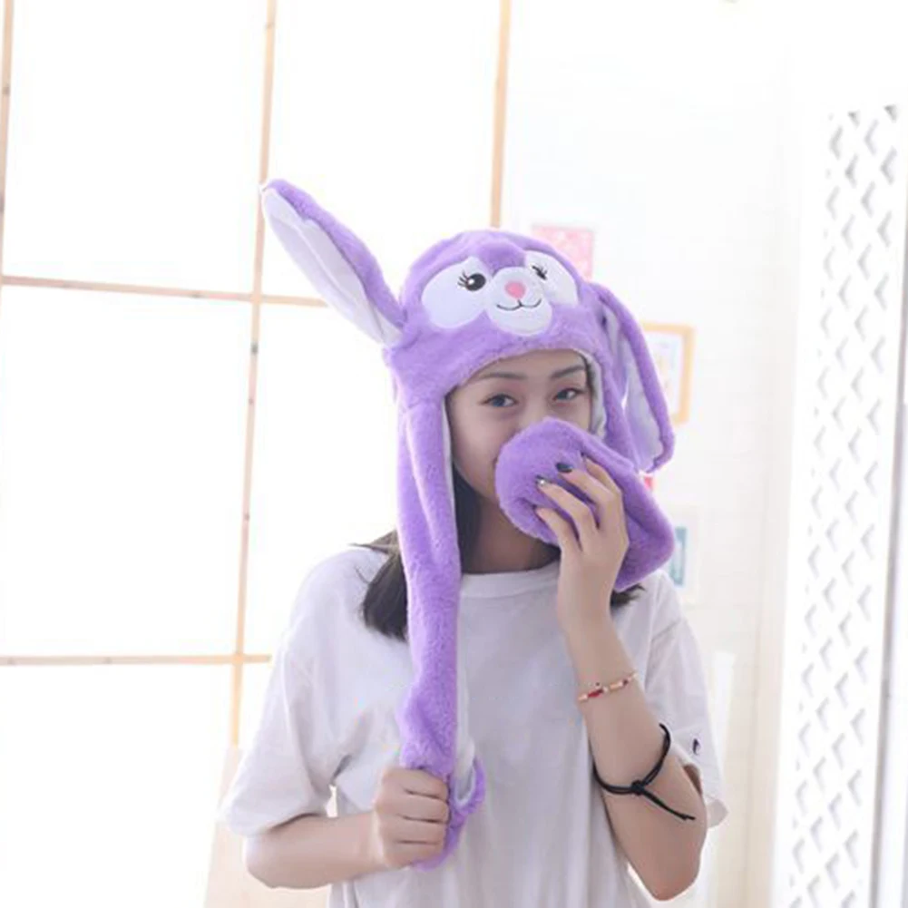 

Cute Rabbit Hat Moving Ears Cute Cartoon Toy Hat Airbag Kawaii Funny Toy Cap Kids Plush Toy Birthday Gift Hat for Girls Hot Sale