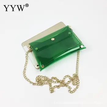 

PVC Shoulder Bag personality Jelly crossbody soft surface transparent clear mini chain wallet 2018 fashion small messenger bags