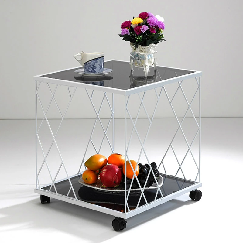 Glass and Metal Modern Sofa Small Coffee Table Angle Simple Fashion Small Toughened Glass Sofa Corner Table Glass and Metal Modern Sofa Small Coffee Table Angle Simple Fashion Small Toughened Glass Sofa Corner Table