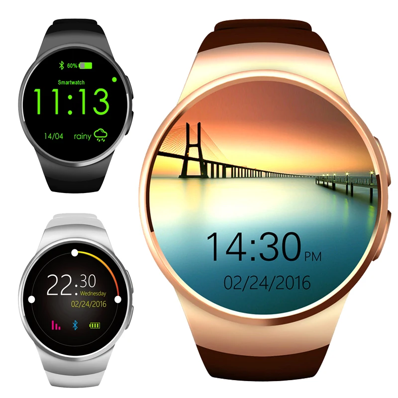 

Round Screen Smart Watch Men Support SIM TF Card Bluetooth Wristwatch for Android IOS iphone Heart Rate Pedometer Alarm Clock