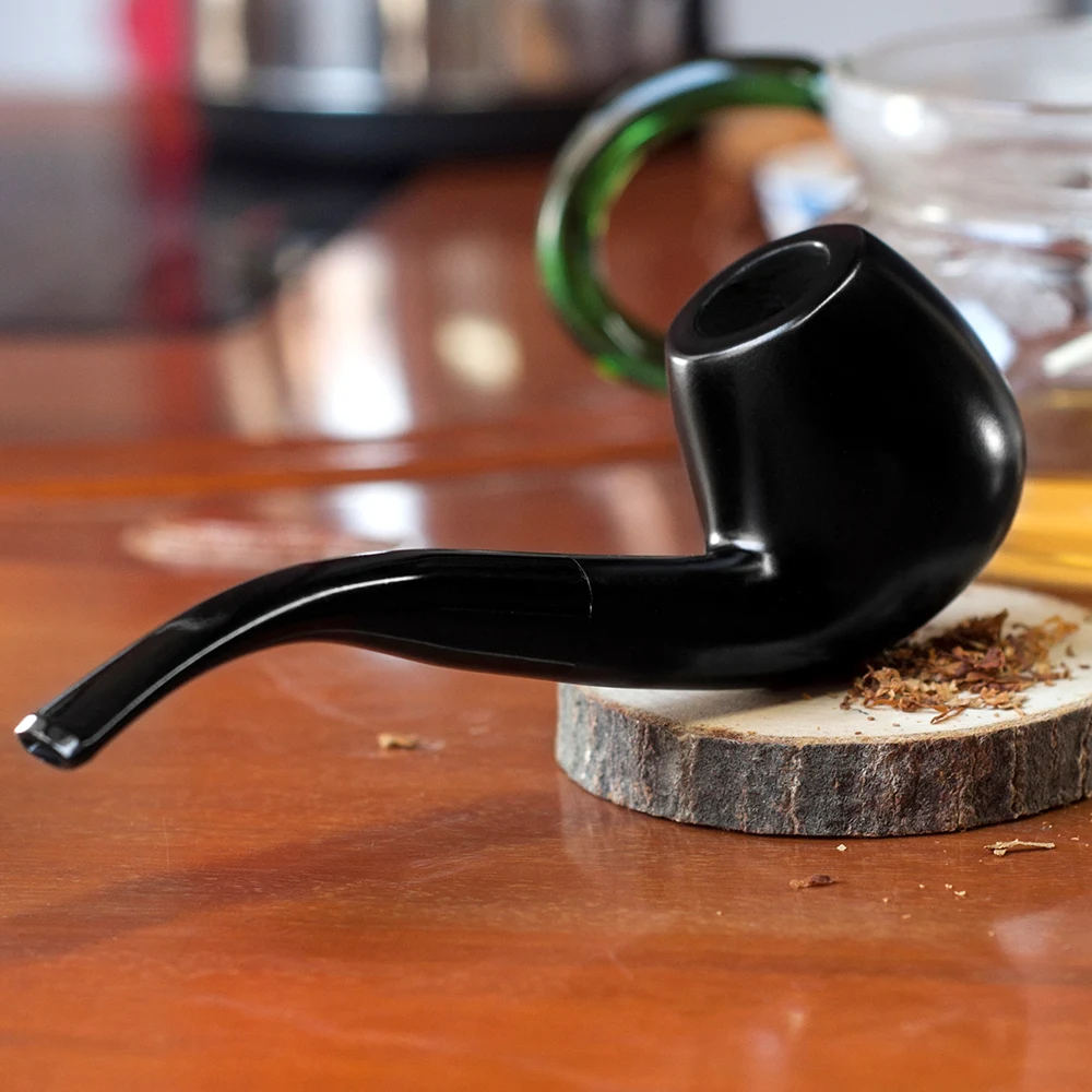 

High Quality Tobacco Smoking Pipe 9mm Filter Ebony Wood Pipe Handmade Tobacco Pipe Smoke Tool Wooden Pipe with 10 Tools