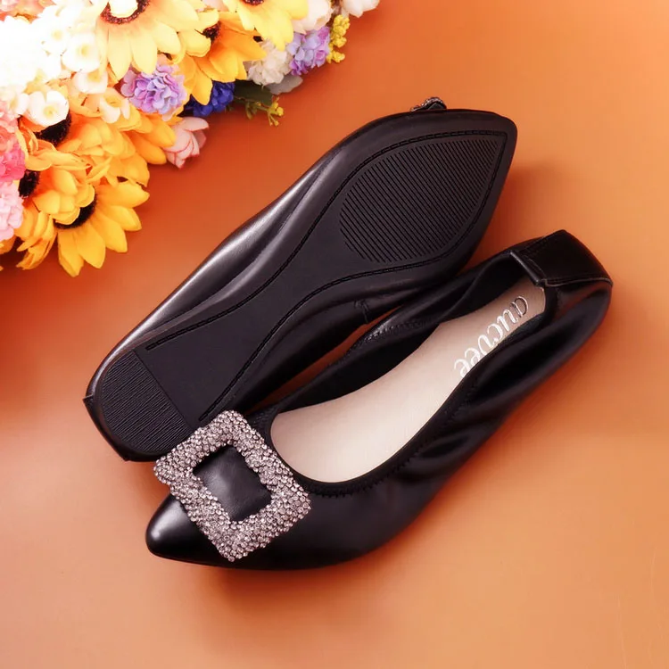 Designer Shoes Women Luxury 2018 Ballet Flats Sexy Pointed Toe Genuine Leather Shoes Women Ballerina Slip On Mocassim Feminino (10)