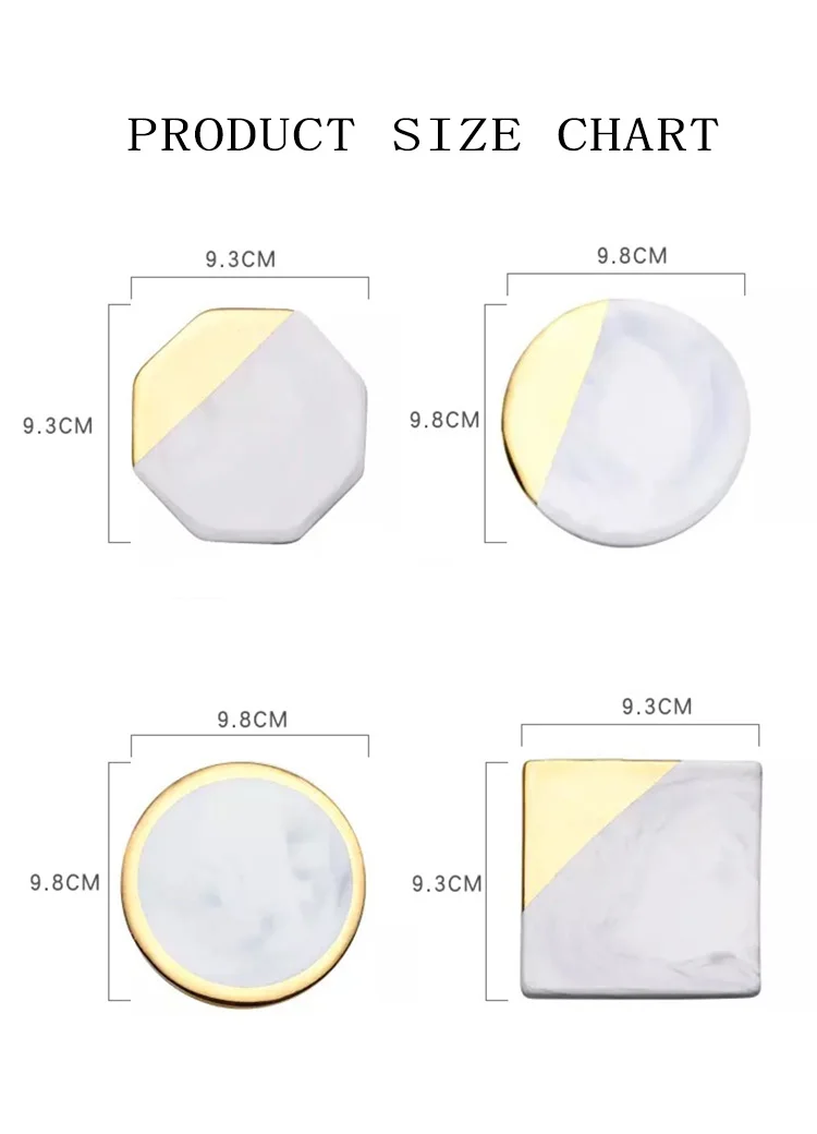 Позолоченные мраморные керамические подстаканники коврик для стаканчиков для напитков Нескользящая Роскошная подставка офисные украшения для дома кухонный инструмент