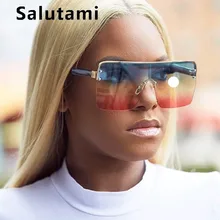 Полуоправа, цветные градиентные линзы, квадратные солнцезащитные очки для женщин, Uxury, брендовые, цельные, большие, солнцезащитные очки, мужские, Ins, крутые очки