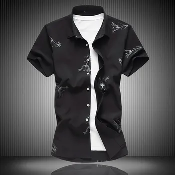 

2018 Summer Fashion Men Casual Shirt Large Size Party Collar Mens Shirts Fashion Men's Bamboo Print Short Sleeve Men's Shirt