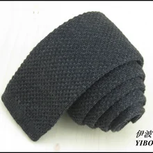 Шерсть молодых людей в стиле ретро черный вязаный галстук/чистый цвет Desgin/ модный стиль тонкой плоской шеи галстук