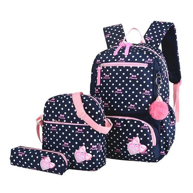 Комплект из 3 предметов с принтом школьные рюкзаки для девочек школьная сумка для подростков Модные школьные рюкзаки для детей Детская сумка черный - Цвет: deep blue