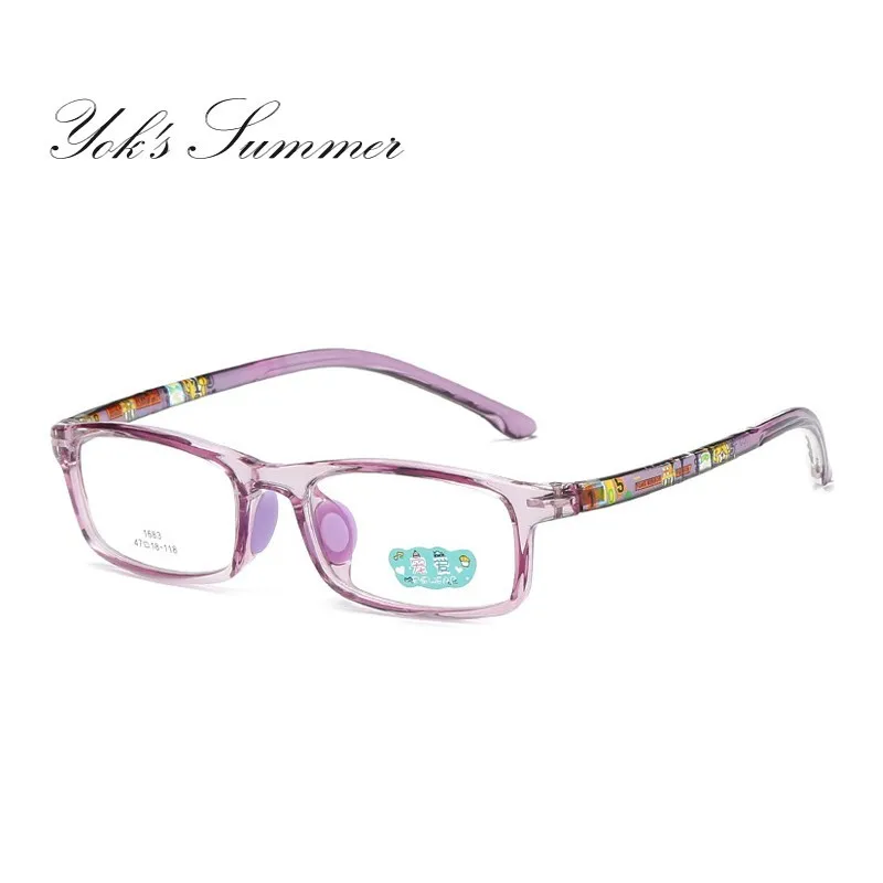 Дети TR90 цветок рецепт очки рамки прямоугольные Детские прозрачные очки сверхлегкий близорукость очки рамки CN1165 - Цвет оправы: 3 Transparent Purple