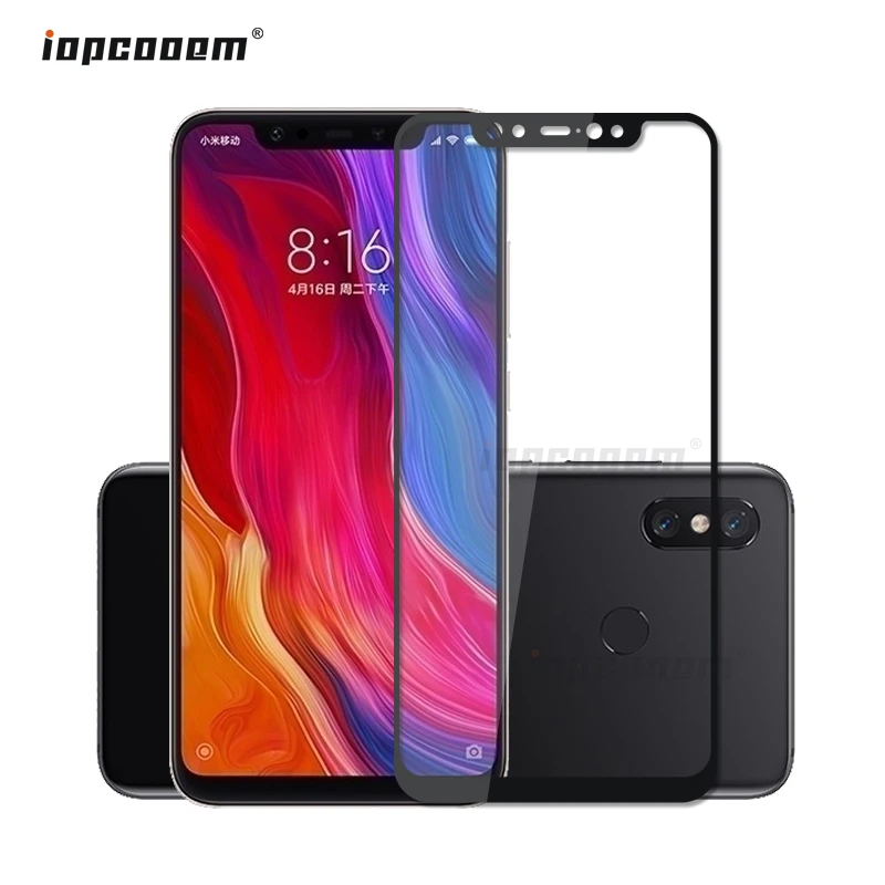 

For Xiaomi Mi8 Mi 8 SE Tempered Glass iOPCOOEM 9H Hardness Full Cover Screen Protector Protective Film for Xiaomi Mi 8 M8 SE