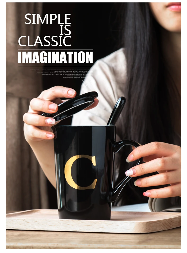 SPSCO 12 унций креативная керамическая кофейная кружка чайная чашка костяного фарфора с золотой росписью с крышкой и ложкой