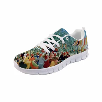 

Women Flats Shoes Sneakers Spring Painting Art Printed White bottom Casual Shoes Flats Breathable Henri Rousseau Master pieces