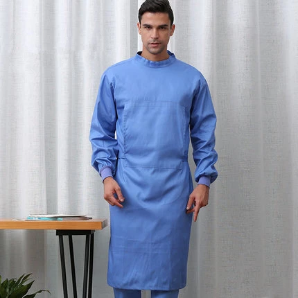 Больничный медицинский хирургический халат с длинным рукавом высокого качества для женщин и мужчин, хирургическое лабораторное пальто, Рабочая Униформа для салона красоты-Ruyi Liuli - Цвет: 1