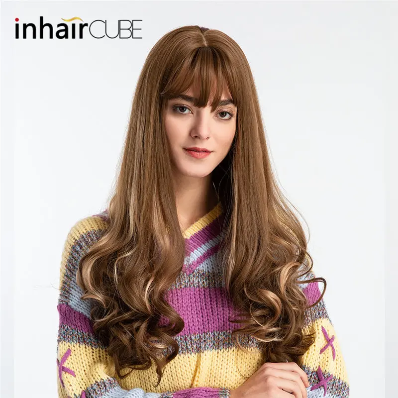 Inhair Cube длинные волнистые серые парики 26 дюймов натуральный женский парик вечерние термостойкие синтетические искусственные волосы