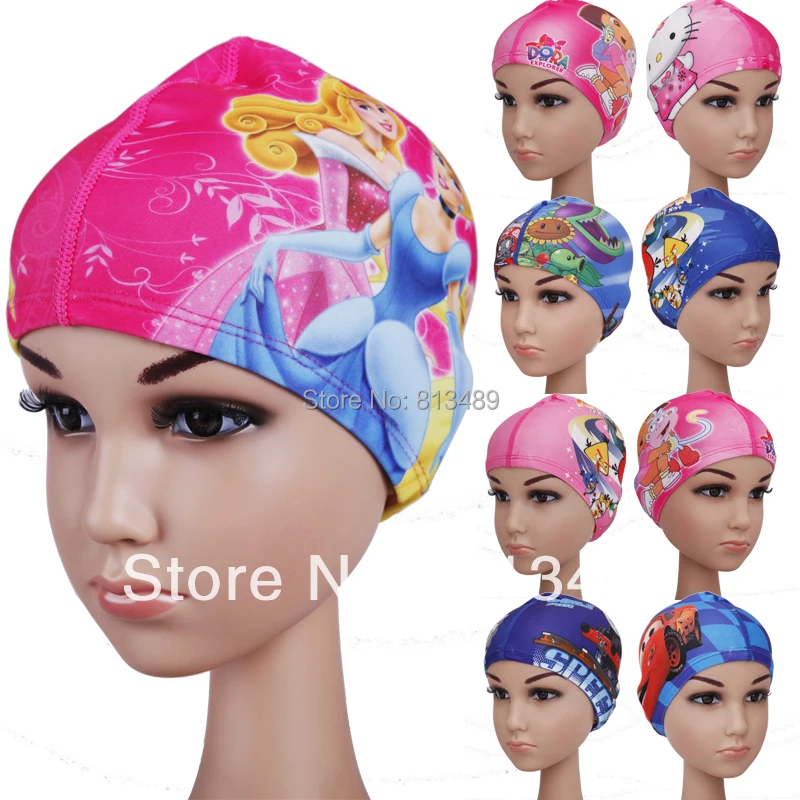 Best Kids swimcaps 34designs 10pc/lot Hot Lycra Swim caps Children