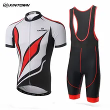 Xintown Белый Красный велосипед Джерси велотрусы комплект Для мужчин Велосипедная Форма велосипед верхней и нижней Костюм Ropa Ciclismo Майо MTB блузка