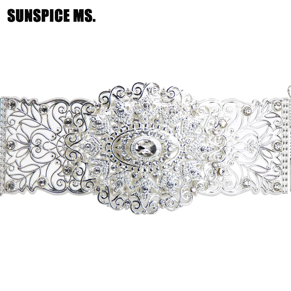 

Exquisite Bohemia Women Metal Waistband Jewelry Gold Silver Color Adjustable Length Hollow Flower Square Belt Wedding Bijoux