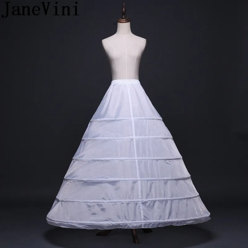 

JaneVini 2019 High Quality Ball Gown Petticoats 6 Hoops Long Petticoat Fluffy Prom Wedding Dresses Skirt Crinoline Underskirts