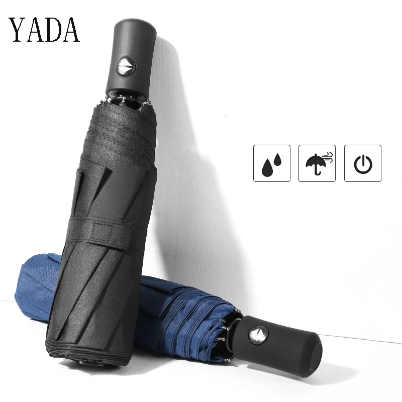 

YADA Solid Color Folding Automatic Umbrella Rain Women Uv High Quality Umbrella For Women Men Brand Windproof Umbrellas YS313