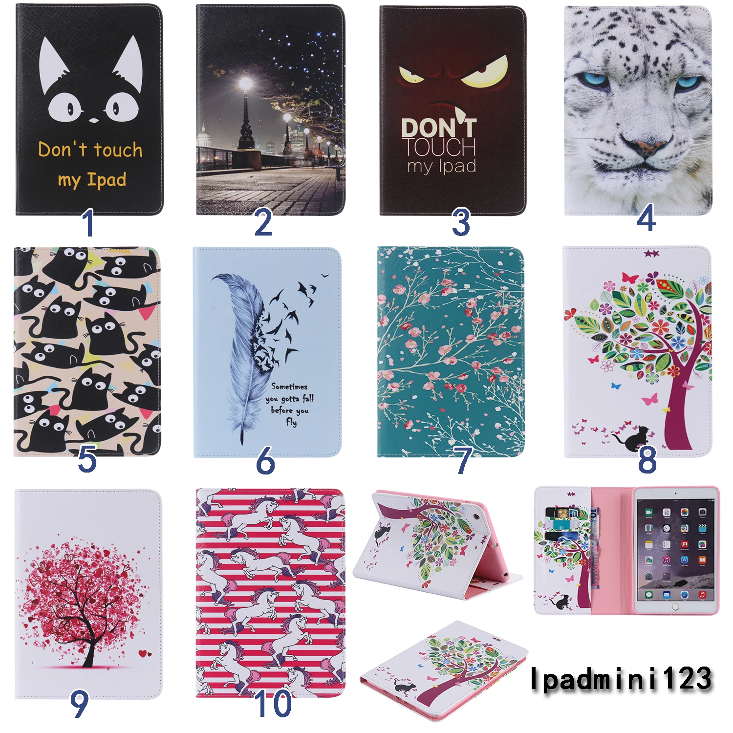 Kartun Bunga pohon Lukisan PU Kulit Balik dompet Kasus Untuk Apple Kartun Bunga pohon Lukisan PU Kulit Balik dompet Kasus Untuk Apple iPad Mini 1 2 3 Kasus Berdiri Penutup Untuk ipad Mini 1 mini 2 3 di Tablets & e Books