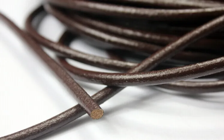 

1 Yard 5mm Round Dark Brown Real Cow Hide Leather Cord for Jewelry Making, Bracelet Leather Craft RLG5M215