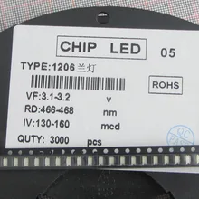 100 шт. SMD Синий светодиодный диода 1206 Супер Яркий Синий SMD светодиод светодиодный чип