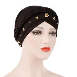 Для женщин эластичные мусульманские шапка под хиджаб элегантные капли оплетки индийский тюрбан шляпа дамы хиджаб стрейч головы