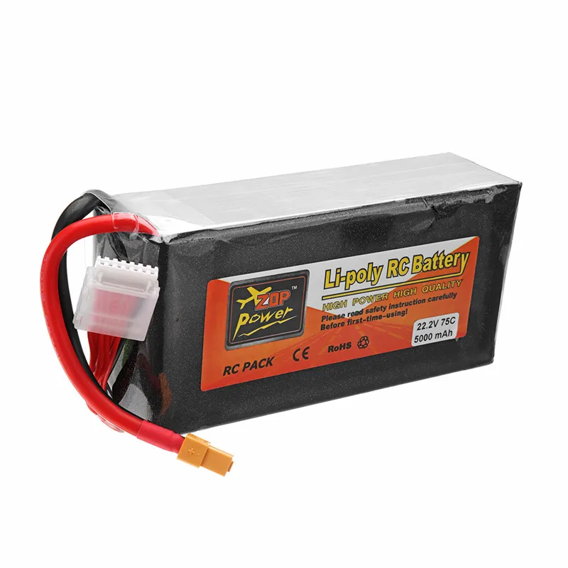 ZOP power 22,2 V 5000mah 75C 6S Lipo аккумулятор Перезаряжаемый W/XT60 Разъем для RC моделей Рамка diy части Аксессуары