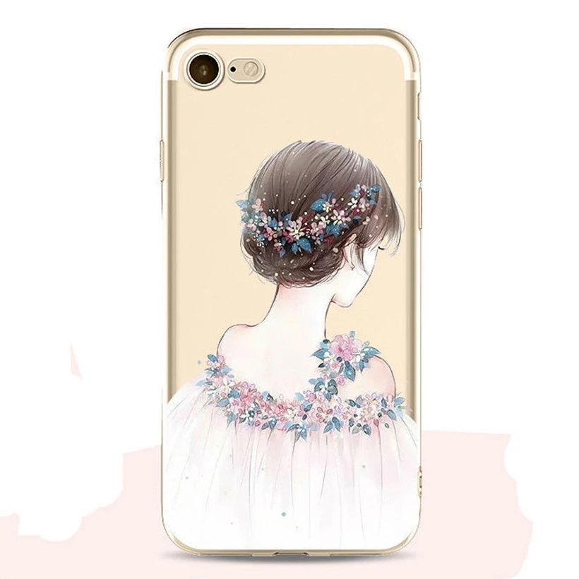 Vaki Для Apple iPhone 6 s 7 Плюс Дело Окрашенные Красивая девушка Мягкий силиконовые ТПУ