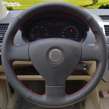 Блестящие пшеницы Вручную прошитый черный кожаный чехол руль для Volkswagen СТАРЫЙ VW Golf Polo Sagitar Lavida 2010 поло