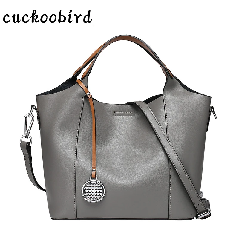 

Cuckoobird Sequined Women Shoulder Bag Genuine Leather Zipper Composite Handle Bags Ladies Tote Handbag Female Handbags