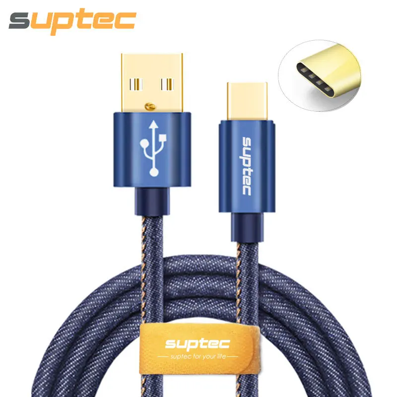 Кабель зарядный SUPTEC в джинсовой оплетке USB Type C для Samsung Galaxy S9 S8 Note 8 Plus r Xiaomi Oneplus