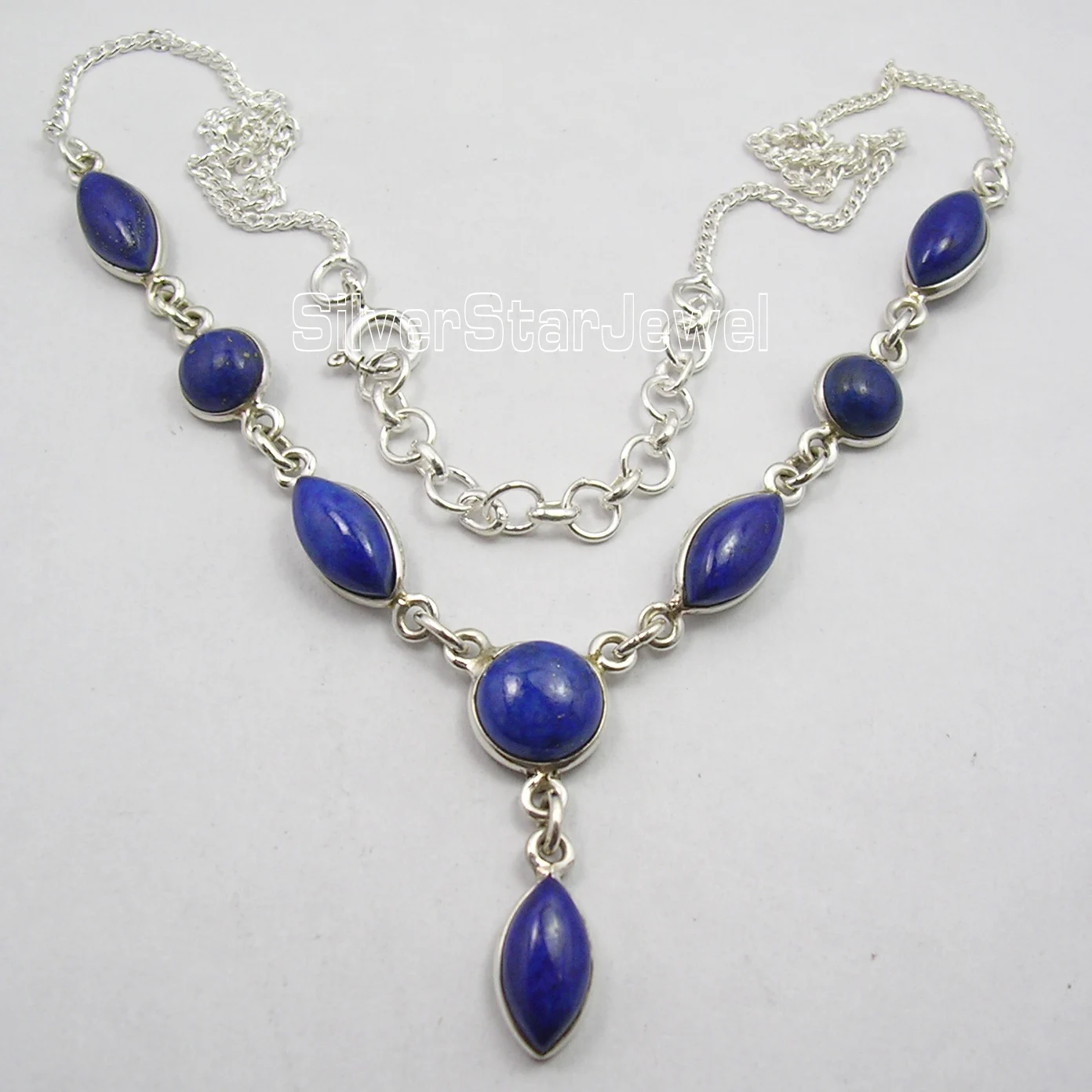 

Chanti International Silver NAVY BLUE LAPIS LAZULI INEXPENSIVE Necklace 18 1/8 Inches