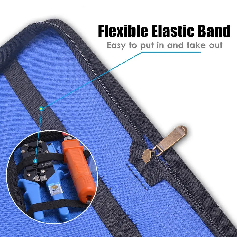 Aucas network tools bag Multitool Network Repairing Set Tool Storage Bag Oxford Cloth Hardware Bag Pouch Blue