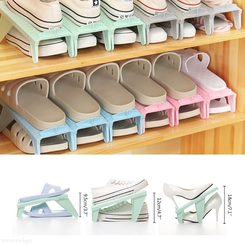 Assembly Home Shoes Base Space Saver Adjustable Height Double Layer Holder Storage Shelf
