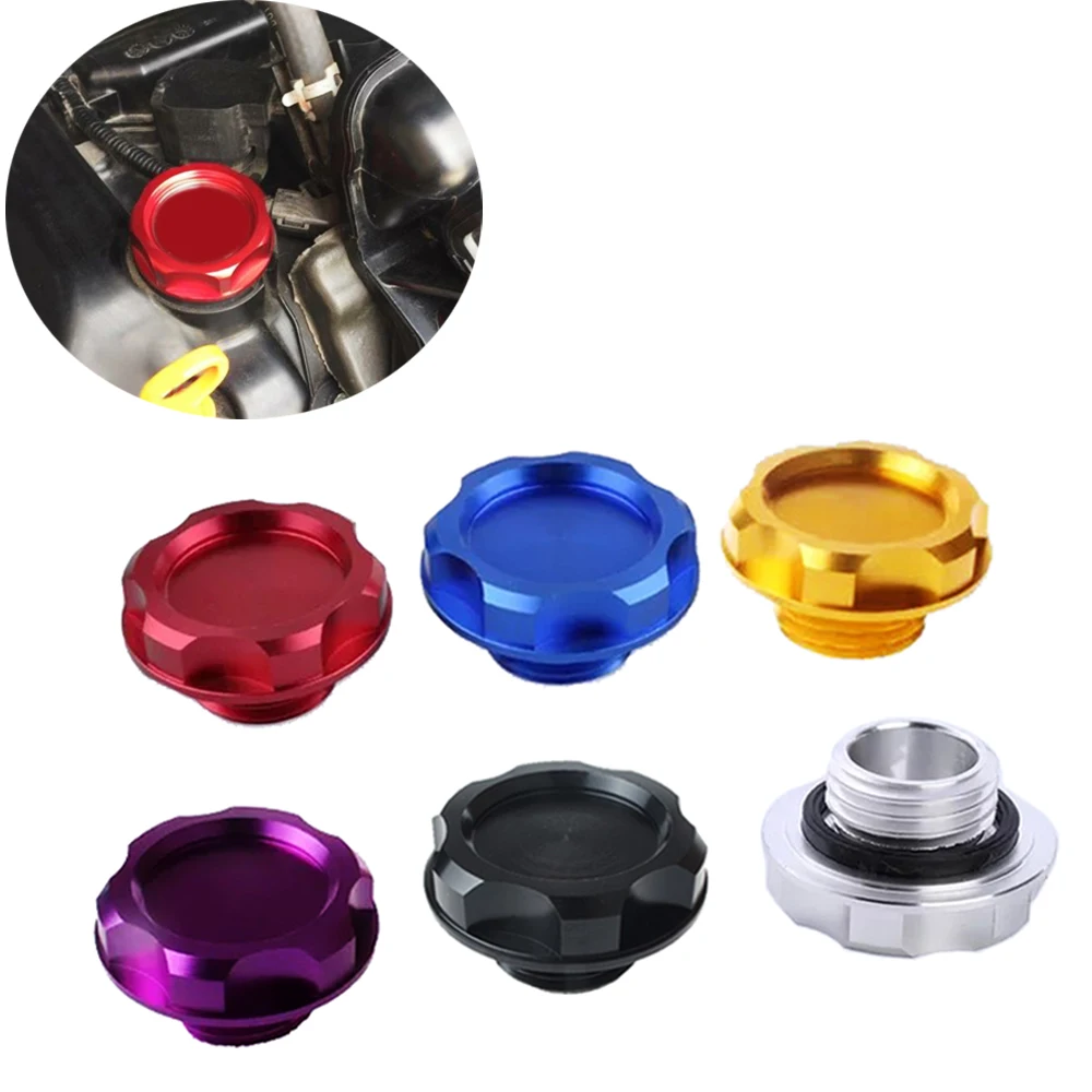 CITALL Aluminum Alloy Power Engine Cap Fuel Filler Tank Cover Intake Cover fit for Honda Civic Acura with screw-on type oil cap-1