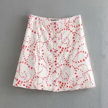 Ningning 45-1351 Европейская и американская мода Высокая талия печатная короткая юбка