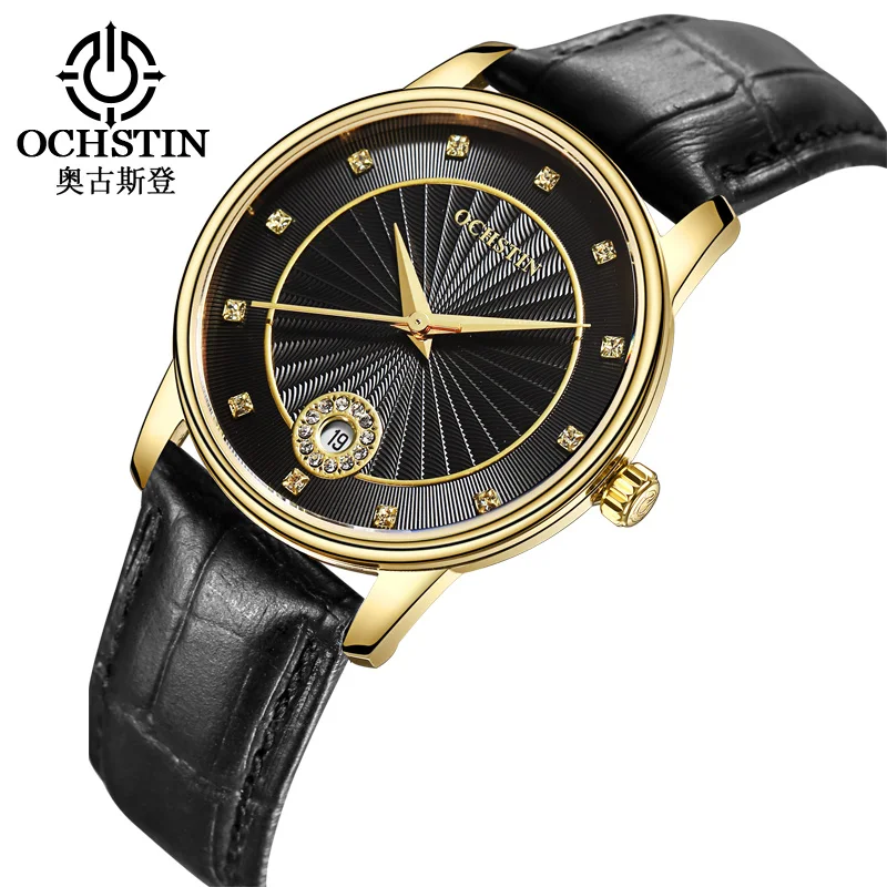 

OCHSTIN Business Quartz Wrist Watch Leather Ladies Watch Women Waterproof Luxury Rhinestone Women Watch Female Clock Reloj Mujer