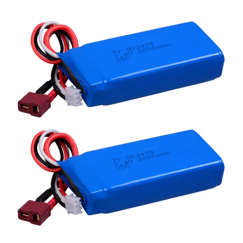 2 шт. Rc Lipo Battery 2S 7 4 V 2000 mah/2200 mah/2400 mah 25C Max 50C для Wltoys 12428 12404 12423 L202 1:12 RC автозапчасти|lipo