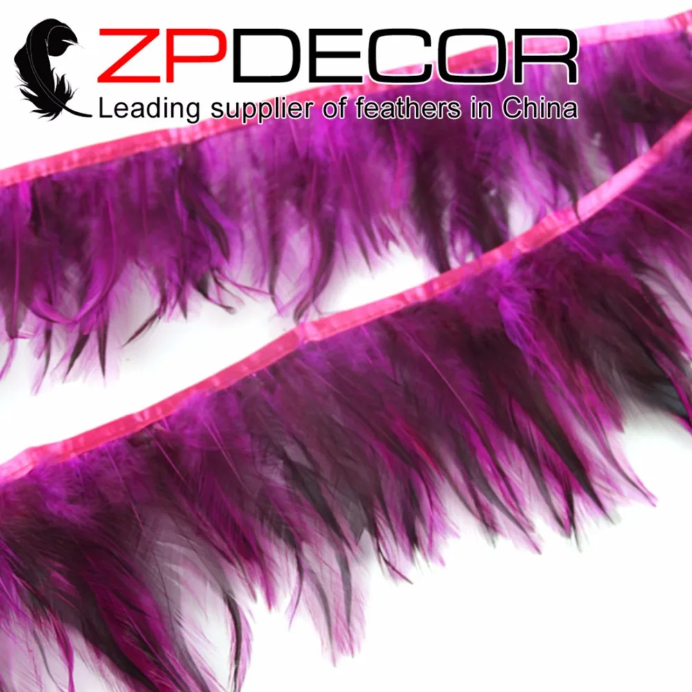 Zpdecor производитель дешевые продажи 5-6 дюймов хорошего качества ярко розовый и черный раскрашенный петух шеи длинные перья отделка для костюм декоративный