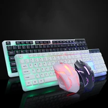 PowstroLED Illuminated Backlit USB Wired PC Rainbow Gaming Keyboard Mouse Set Gamer Gaming Mouse And Keyboard Kit Home Office