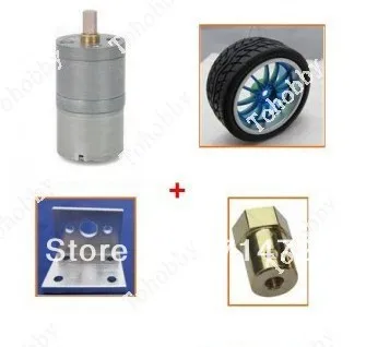 Free Shipping Robot smart car rubber wheel dc gear motor kit with motor bracket and motor connector coupler (2pcs/pack) n20 dc gear motor large torque motor wearable rubber wheel