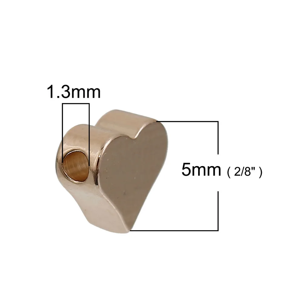 Doreenbeads النحاس روز الذهب الفضة لهجة الخرز القلب نمط diy النتائج 6 ملليمتر (2/8 \